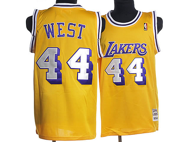 NBA Los Angeles Lakers 44 Jerry West Authentic Yellow Throwback Jersey